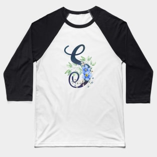 Floral Monogram S Wild Blue Flowers Baseball T-Shirt